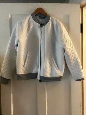 Athleta Quilted White Bomber Jacket
